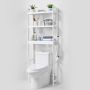 Bamboo 3-tier shelf above the toilet, white, with hooks