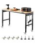 Adjustable oak workbench 1524 mm with electrical outlet and perforated board