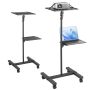 Height-adjustable black projector stand with casters, 22.8-57.3 inches