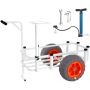 Beach Fishing Cart, Aluminum, 350 lbs, 16” Wheels, 8 Rod Holders