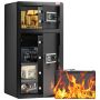 Double Door Safe, 5.5 Cubic Feet, Fire Resistant, Black, LED Lighting