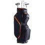 Golf bag 36 inches with 14 compartments and 13 pockets, black orange