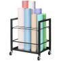 Mobile metal drawing storage trolley, 12 slots, with wheels