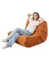 L-shaped pouf with armrests and pocket, brown velvet