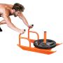 Weight training steel pull sled with handle, orange