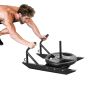 Steel weight training sled with handle, black, for 1-2 inch discs