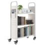 Library book trolley, 150 kg, white, 77x38x122 cm, single-sided