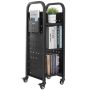 Black library book cart, 100 kg, 32x35x93.5 cm, with wheels