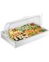 Stainless steel food serving container with lid and ice trays, 1x1 m