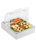 Stainless steel food serving tray with lid and ice cube tray