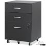 Lockable wooden filing cabinet with 3 drawers, black, A4/Letter, 5 casters