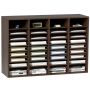 Wooden Literature Organizer Box, 36 Compartments, 39.3x12x26.8 Inch, Brown, for Office and Home
