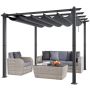 10'x10' Aluminum Outdoor Retractable Pergola with Canopy, Gray