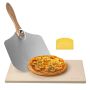 Rectangular 508x355 mm cordierite pizza stone with aluminum peel, 15 mm thick