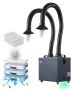 Soldering fume extractor with dual hoses, 275 W, 10 speeds, 4-stage filters