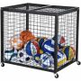 Steel sports ball storage trolley with lids