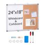 24"x18" White and Cork Magnetic Dry Erase Board Set