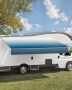Manual 15' Retractable RV Awning with Aluminum Frame, Blue