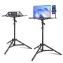 Laptop and projector tripod stand, adjustable, with case and phone holder