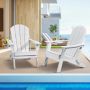Adirondack plastic outdoor chair, 2 pcs., white, foldable, with cup holder