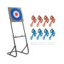 Axe throwing game with a set of 8 plastic axes and a foldable steel frame