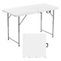Folding plastic table 1.2 m, white, with handle, adjustable height