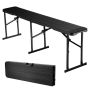 Folding plastic bench, 6 feet, black, portable, for outdoor and indoor use