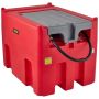 Portable diesel tank 439.1 L with 12 V pump and 399.3 cm hose, red