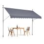 138x47 inch retractable patio awning, dark gray, height adjustable