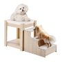 Beige bunk bed for a pet with stairs, sofa for a dog and a cat