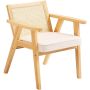 Rattan dining chair with armrest, beige