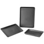 Non-stick carbon steel baking pan set, 3 pieces, with silicone handles