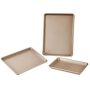 Baking tray set, 3 pieces, carbon steel, silicone handles