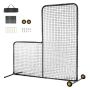 Baseball and softball batting net, size L 7x7 feet, portable with stakes and wheels