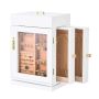 Luminous jewelry box with hooks and magnetic door, white