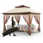 Patio gazebo 3.8x3.8 m with mesh, metal frame and PU coated 250D oxford material