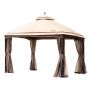 Patio gazebo with mesh for 10-12 people, 3.6 x 4 m, metal frame, polyester roof