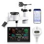 Wi-fi 7-in-1 weather station with sensors, 190.5 mm display, solar power, outdoor and pool thermometer