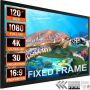 120 Inch Fixed Frame 16:9 Projector Screen 4K HDTV for Cinema