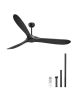 72 inch ceiling fan, 3 wooden blades, remote control, black