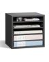 Literature organizer, wooden 5-compartment mailbox, gray