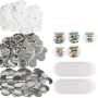 500 pcs 2.25 inch (58 mm) round metal and plastic button parts set