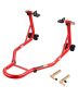 Motorcycle rear wheel stand, 850 lbs, adjustable, red