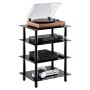 4-Tier AV Media Stand with Tempered Glass Shelves