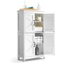 Bathroom wooden floor cabinet, 4 doors, adjustable shelf, white
