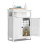Bathroom wooden floor cabinet, 3 tiers, white, adjustable shelf