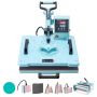 Heat press machine 300x380 mm, 8 in 1, green t-shirts