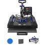 5-in-1 heat press machine, 38x38 cm, black and blue