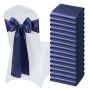 Satin chair ribbons, 50 pcs., 7x108 cm, dark blue