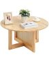 Rattan Round Coffee Table with Wood Top, 33 Inch